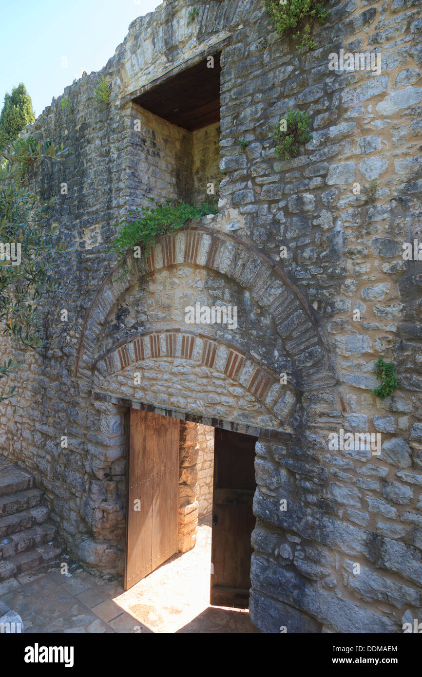The newly restored entrance to the Byzantine Castle in Kassiopi Corfu Stock Photo