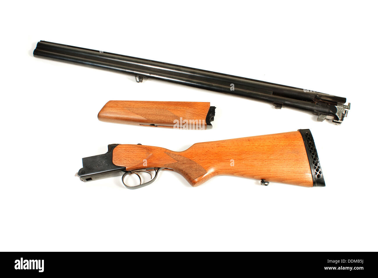 disassembled gun isolated on a white background Stock Photo