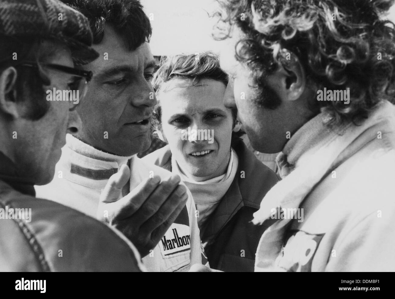 Mauro Forghieri, Alex Soler-Roig, Niki Lauda and Jocken Mass at Zandvoort, (1972?). Artist: Unknown Stock Photo