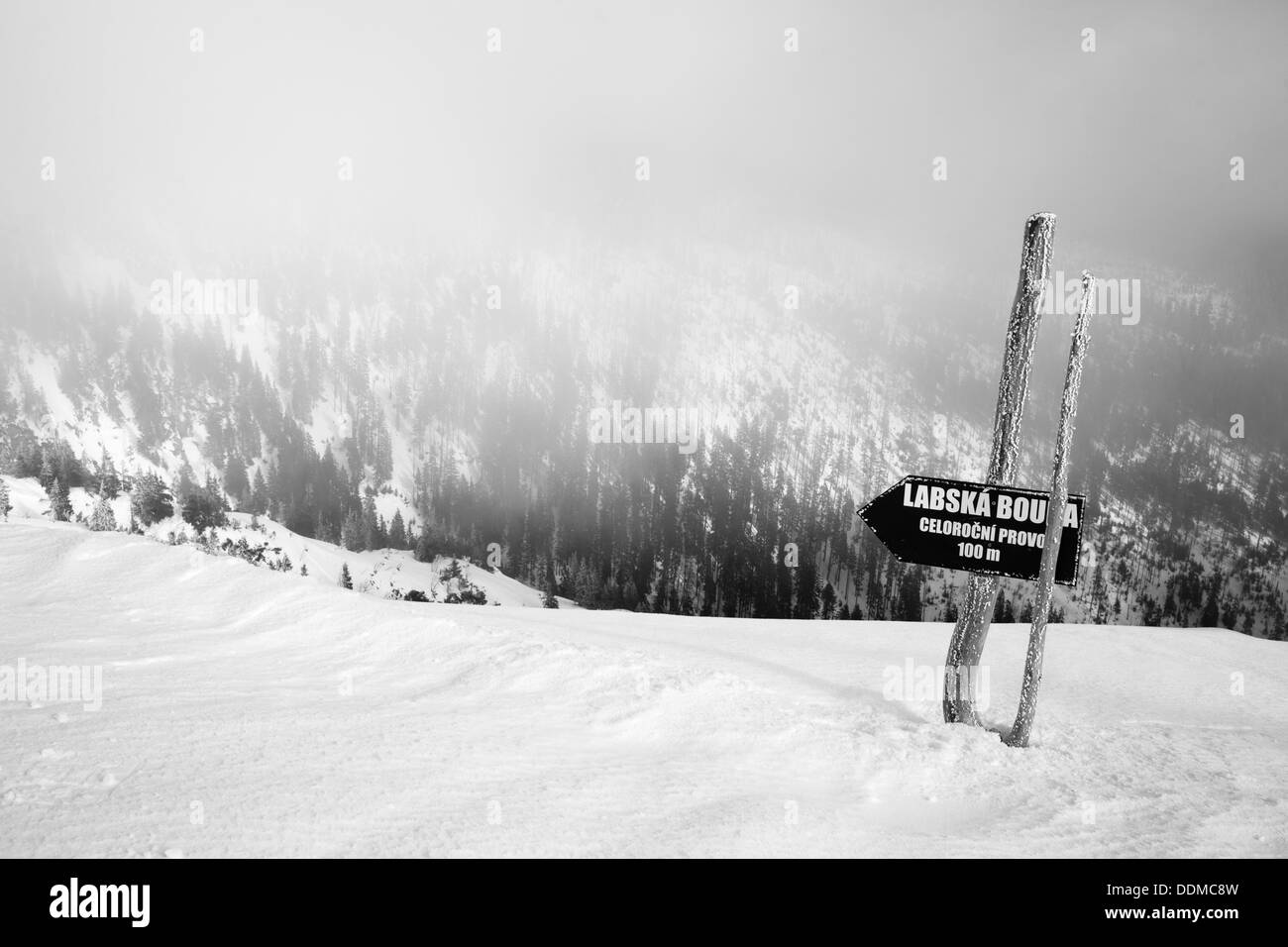 Winter in mountains. Labska Bouda. Karkonosze. Czech Republic. Stock Photo