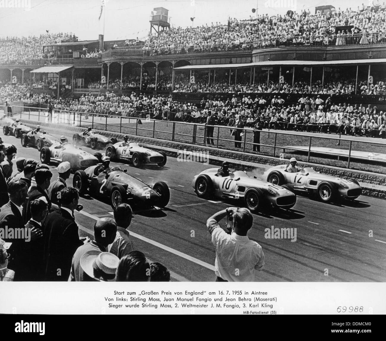 Start of the British Grand Prix, Aintree, Liverpool, 1955. Artist Unknown Stock Photo Alamy