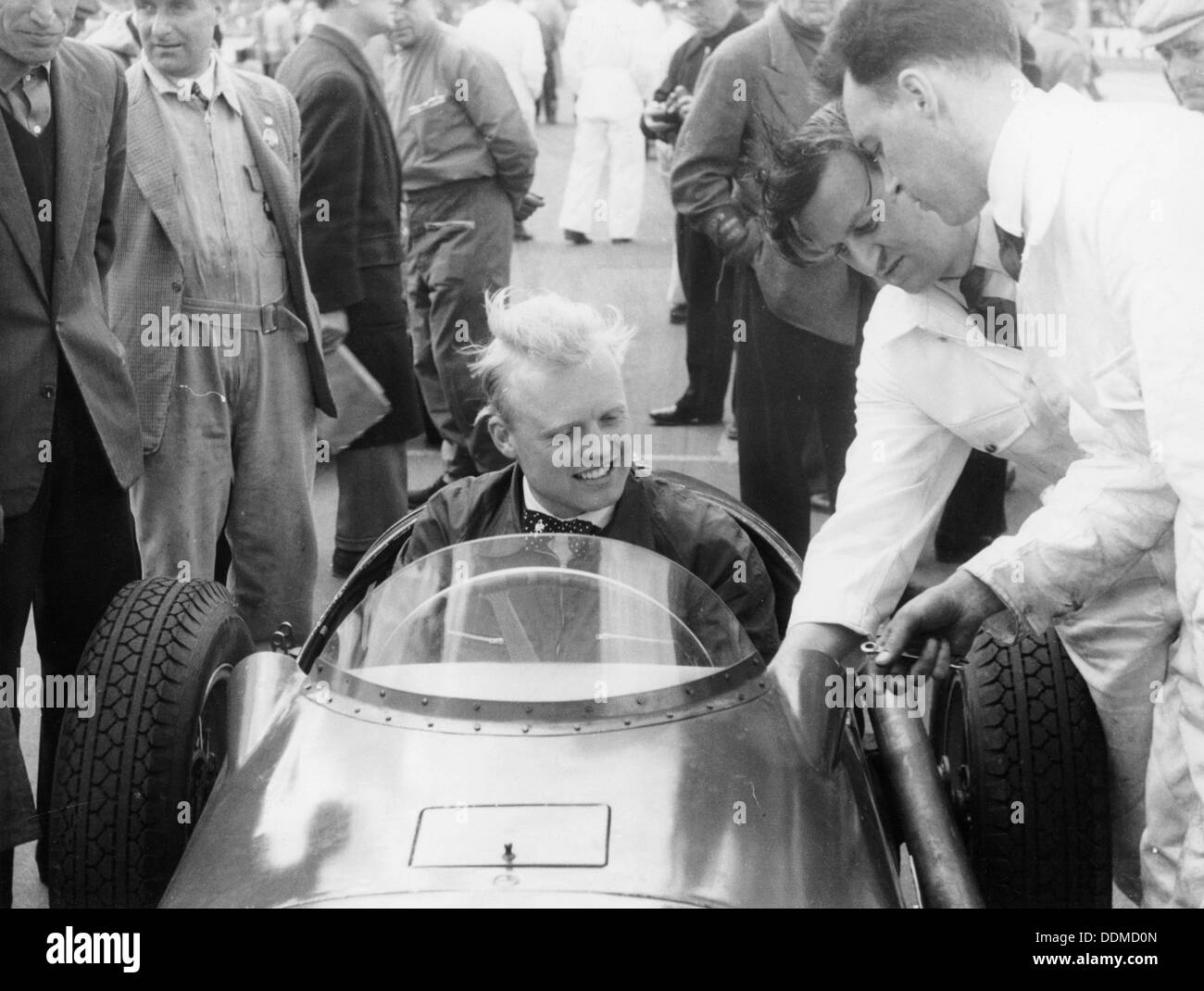 Mike Hawthorn during the International Trophy at Silverstone, Northamptonshire, 1955. Artist: Unknown Stock Photo