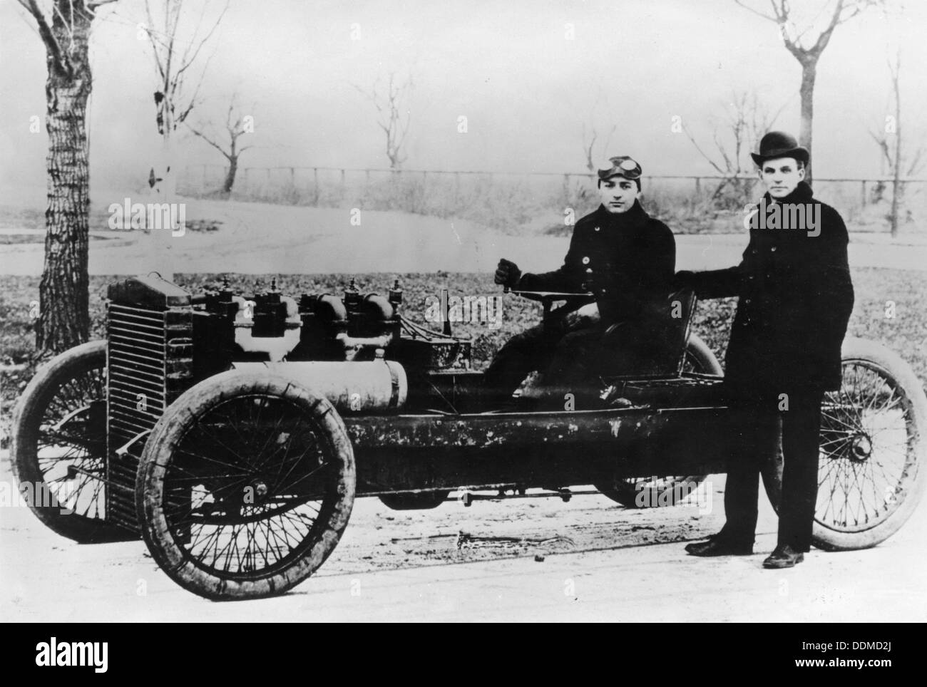 Barney Oldfield and Henry Ford with Ford '999', 1902. Artist: Unknown Stock Photo