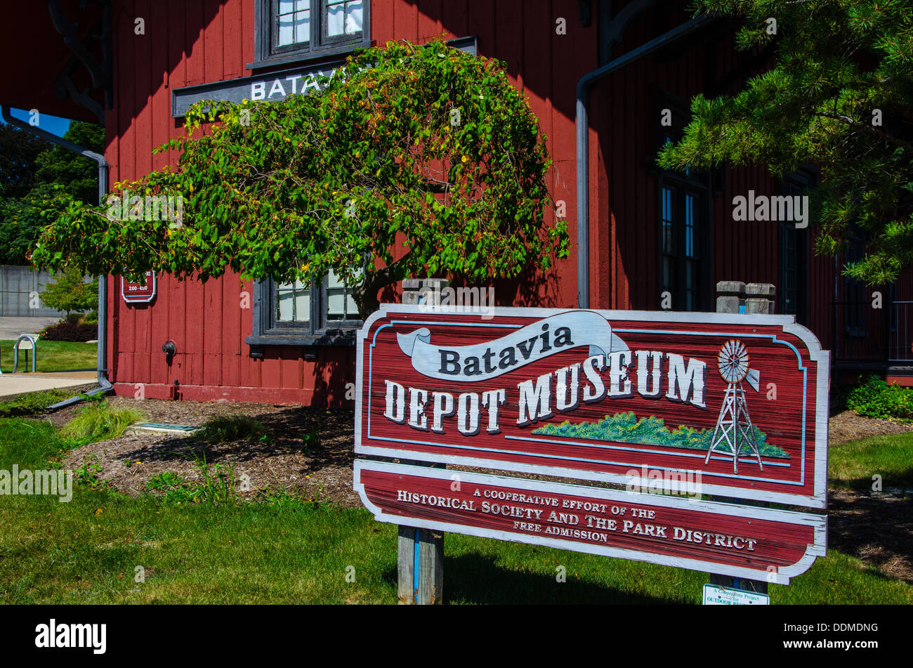 Batavia Depot Museum in Batavia, Illinois along the Lincoln Highway Stock Photo