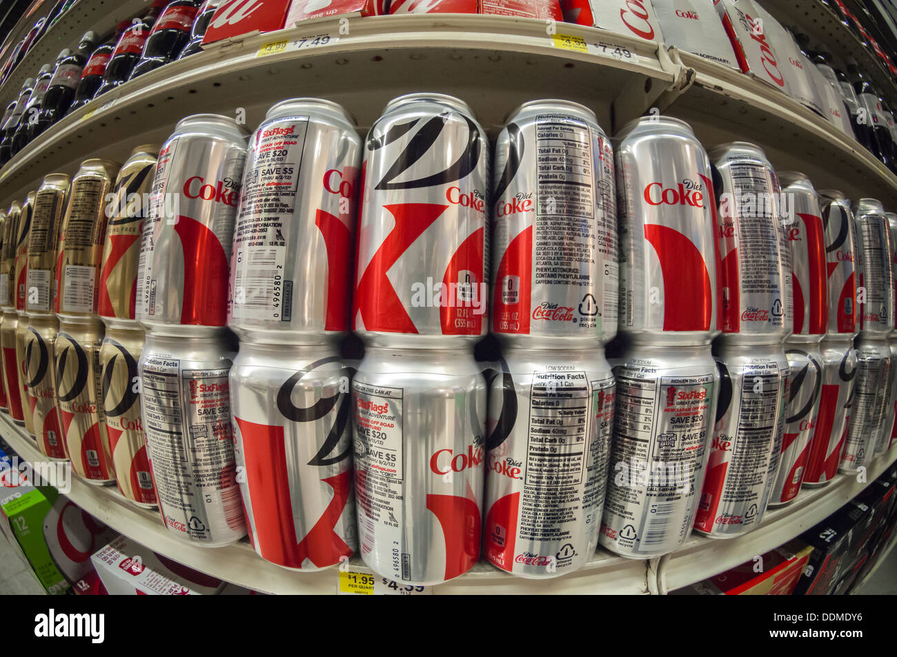 Cans of Diet Coke on a supermarket store shelf in New York on Thursday, August 29, 2013. (© Richard B. Levine) Stock Photo