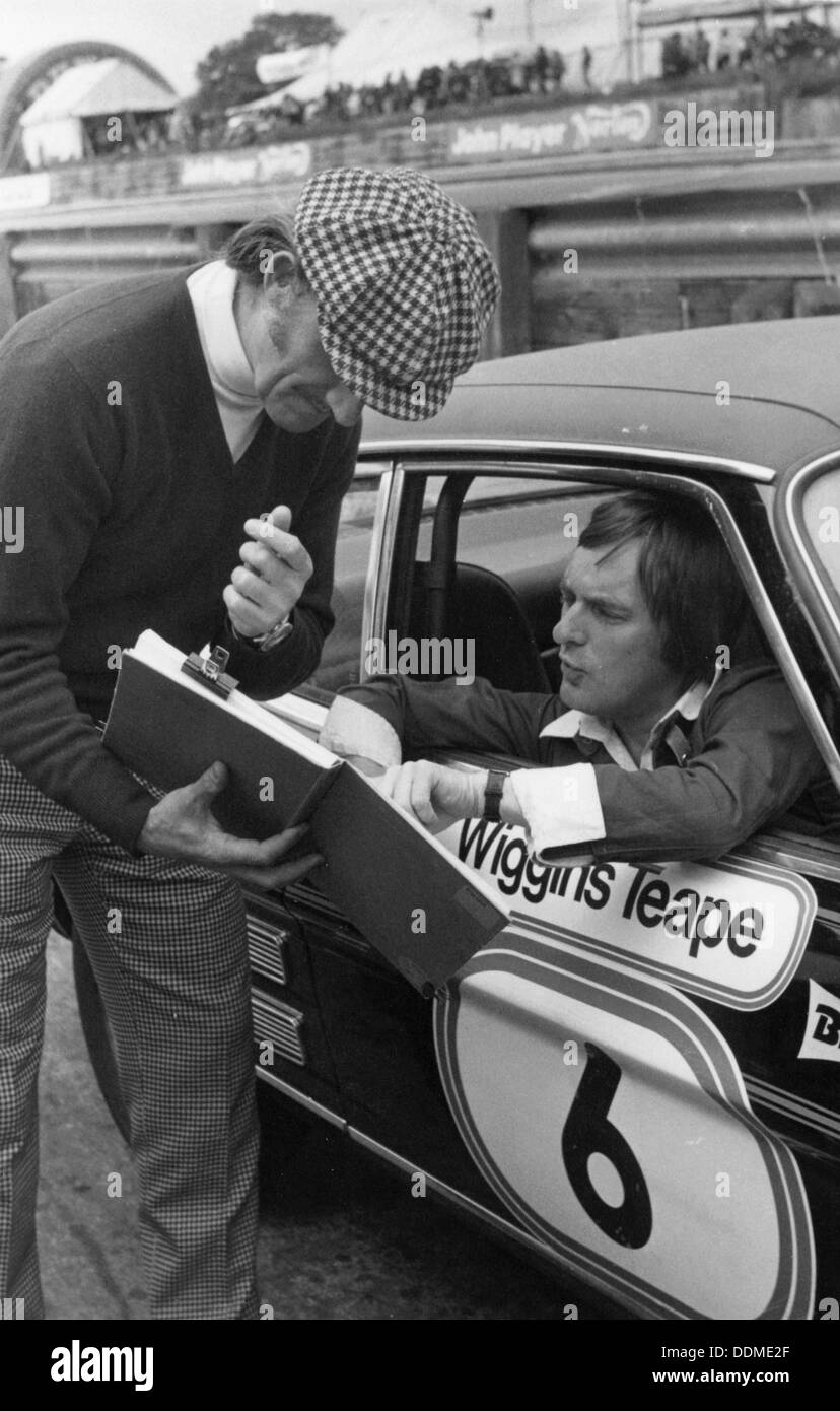 Graham Hill and Bernie Ecclestone, (c1960s?). Artist Unknown Stock