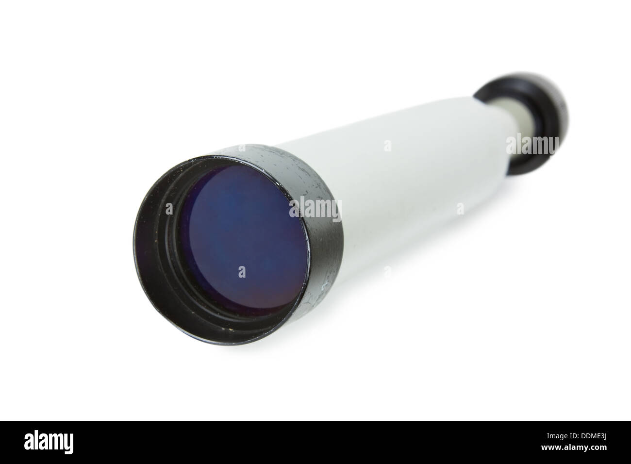 old telescope isolated on a white background Stock Photo