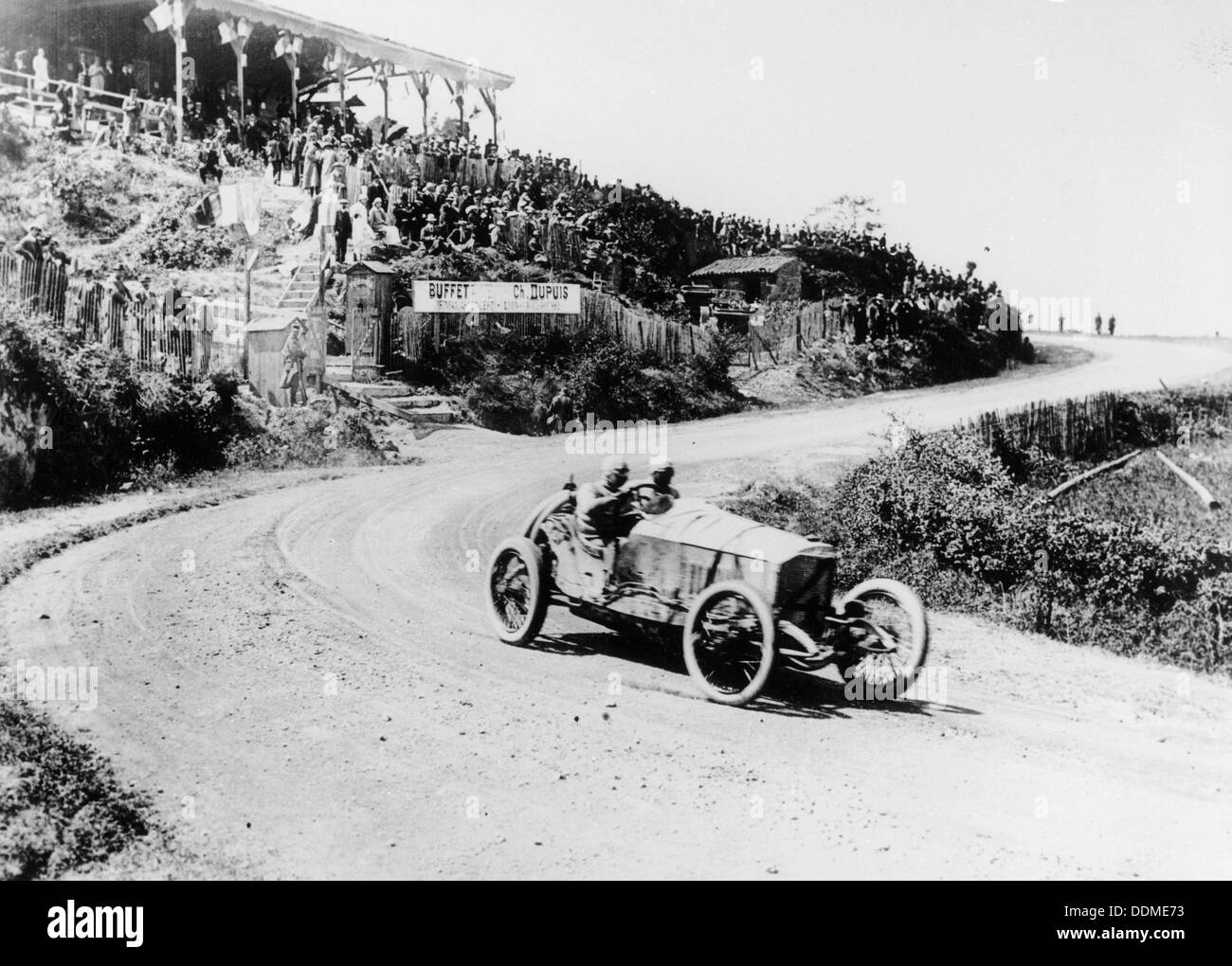 T Pilette in a Mercedes 4.5 litre at the French Grand Prix, Lyons, 1914. Artist: Unknown Stock Photo