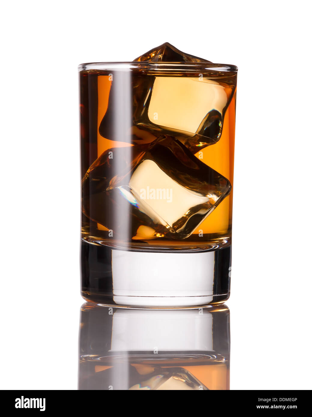 Glass brandy with ice Stock Photo Alamy