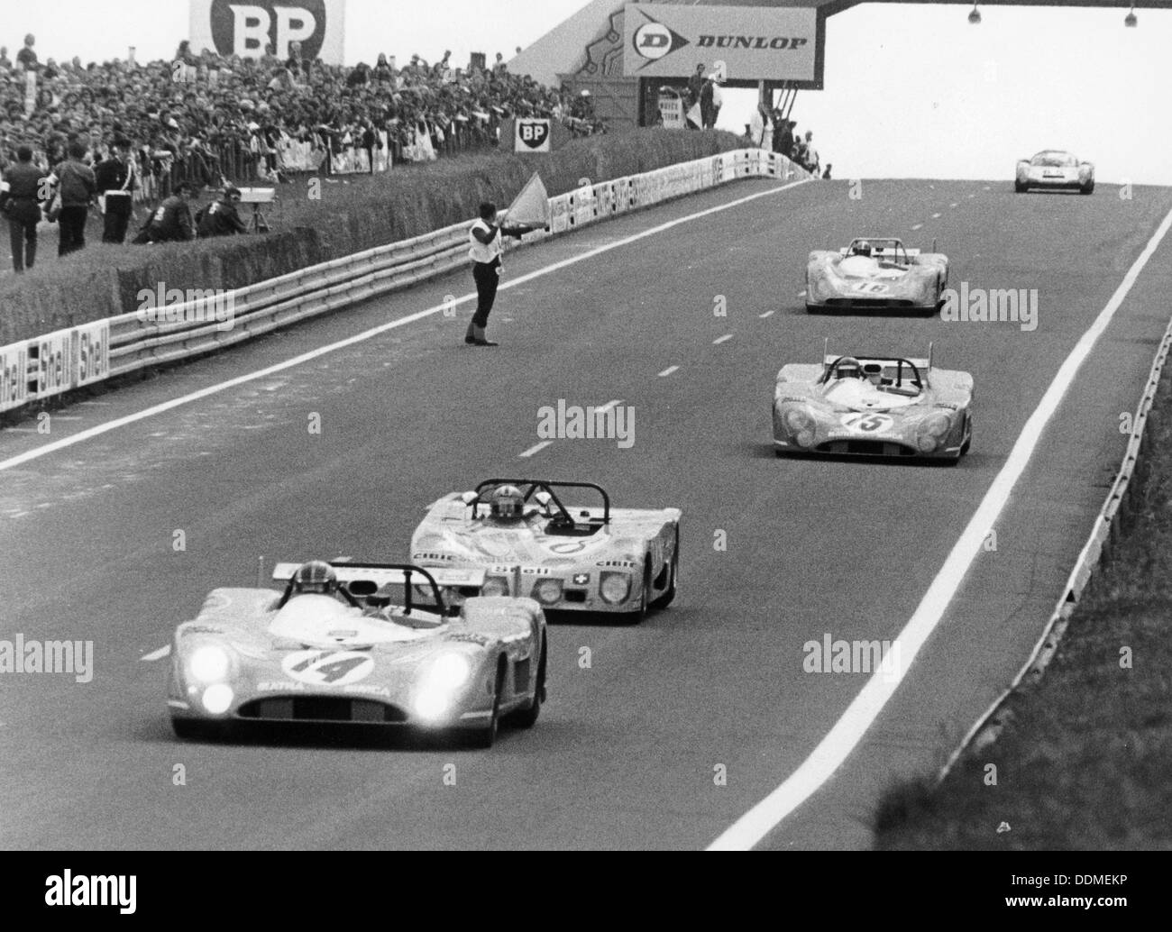 Matra-Simca 670 leading a Lola T280, Le Mans, France, 1972. Artist: Unknown Stock Photo