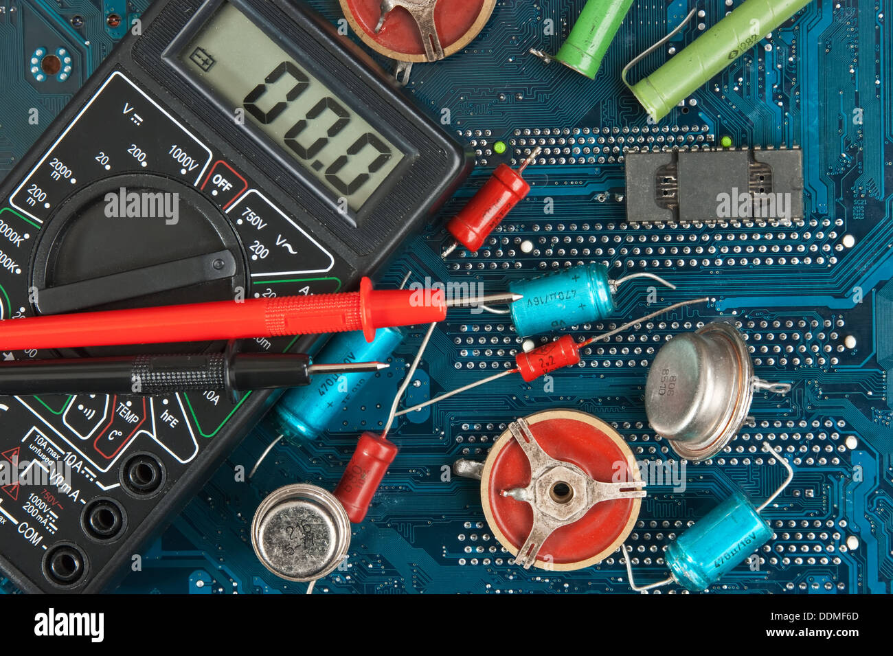 old electronic components on printed circuit board Stock Photo Alamy