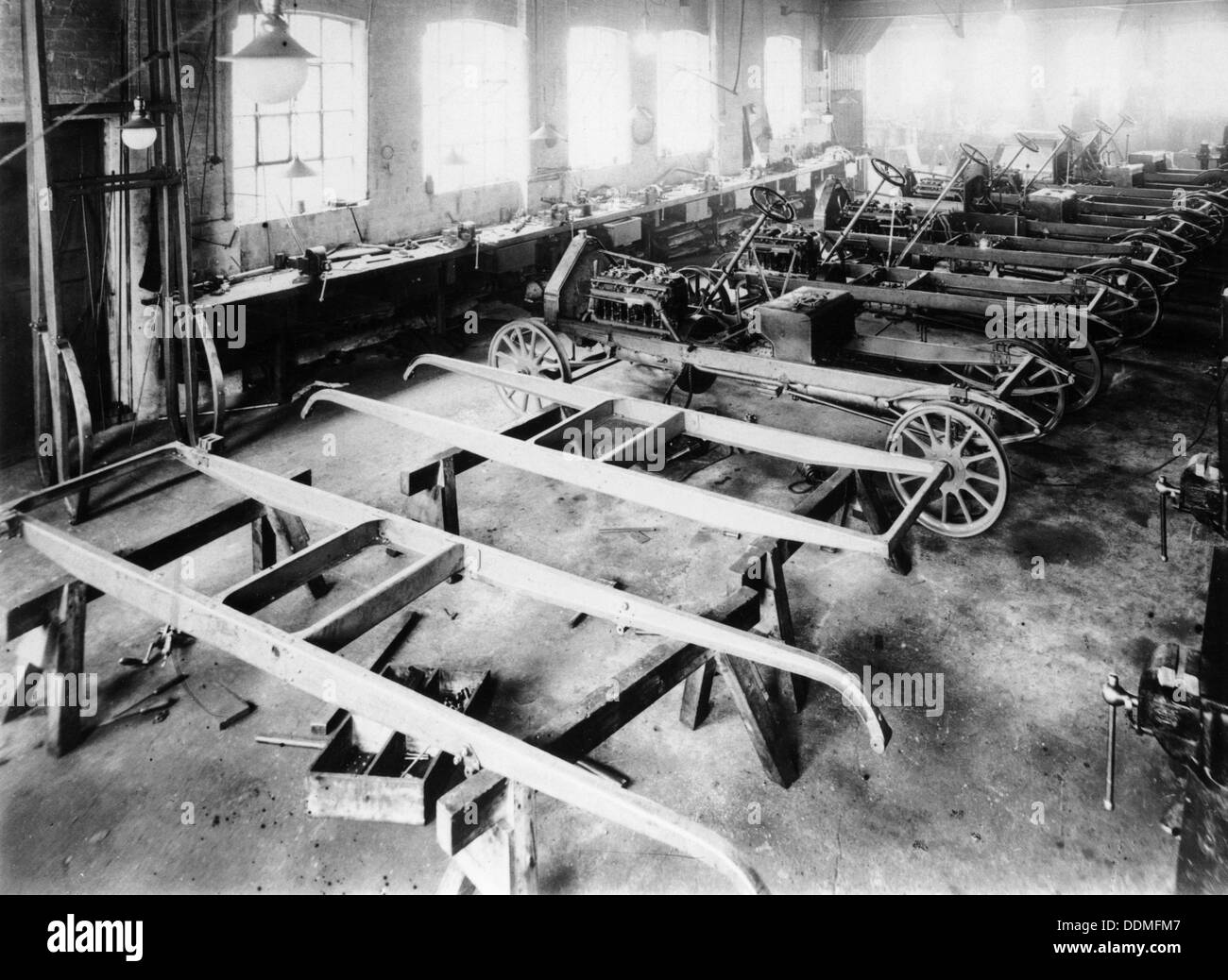 Chassis assembly at the Iris car works, Willesden, London, c1907. Artist: Unknown Stock Photo