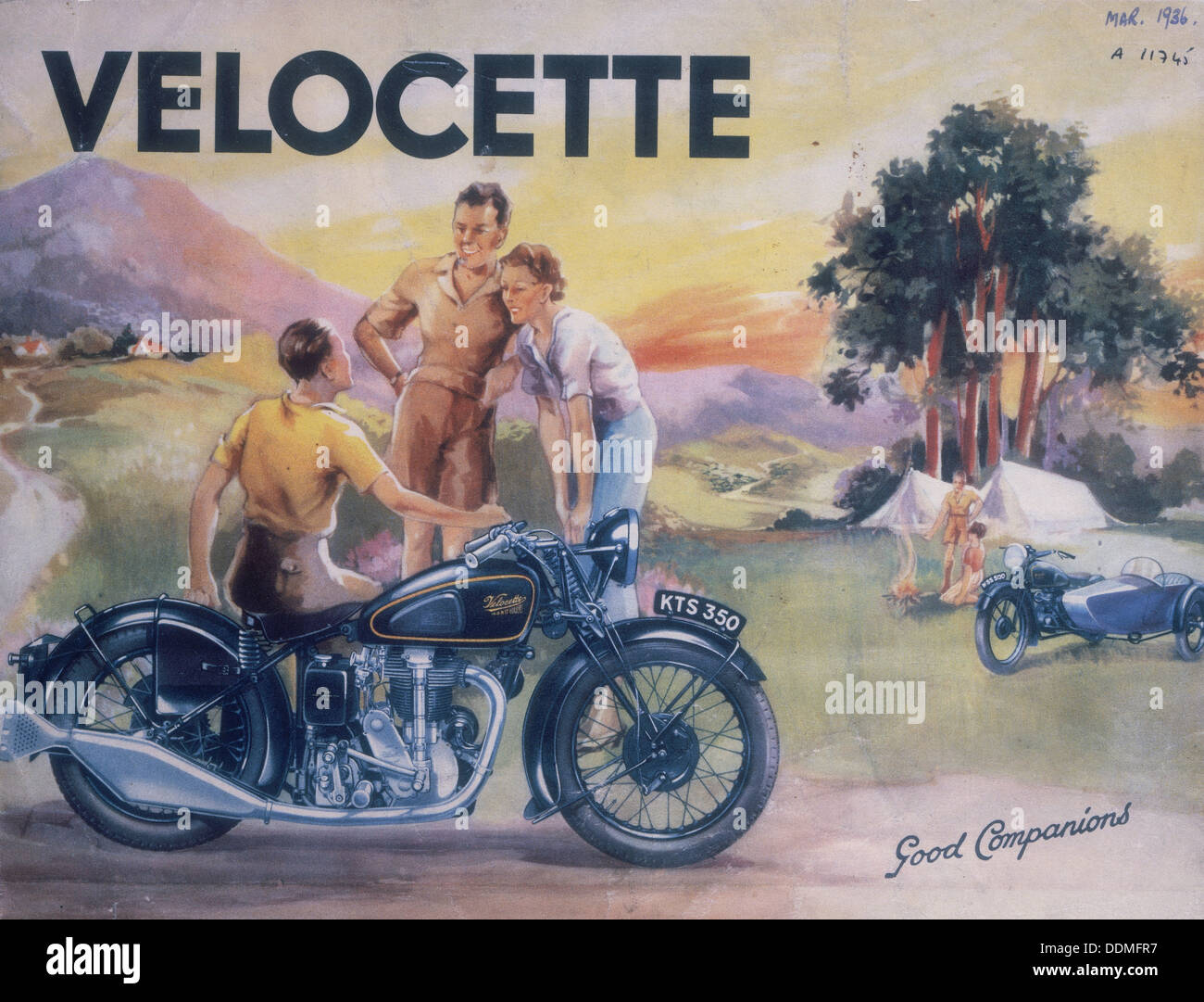 Poster advertising Velocette motor bikes, 1936. Artist: Unknown Stock Photo