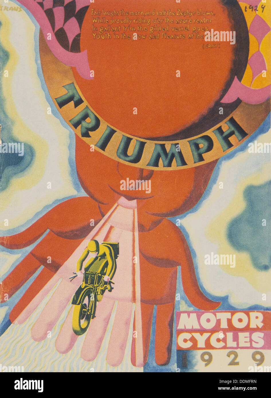 Poster advertising Triumph motor bikes, 1929. Artist: Unknown Stock Photo