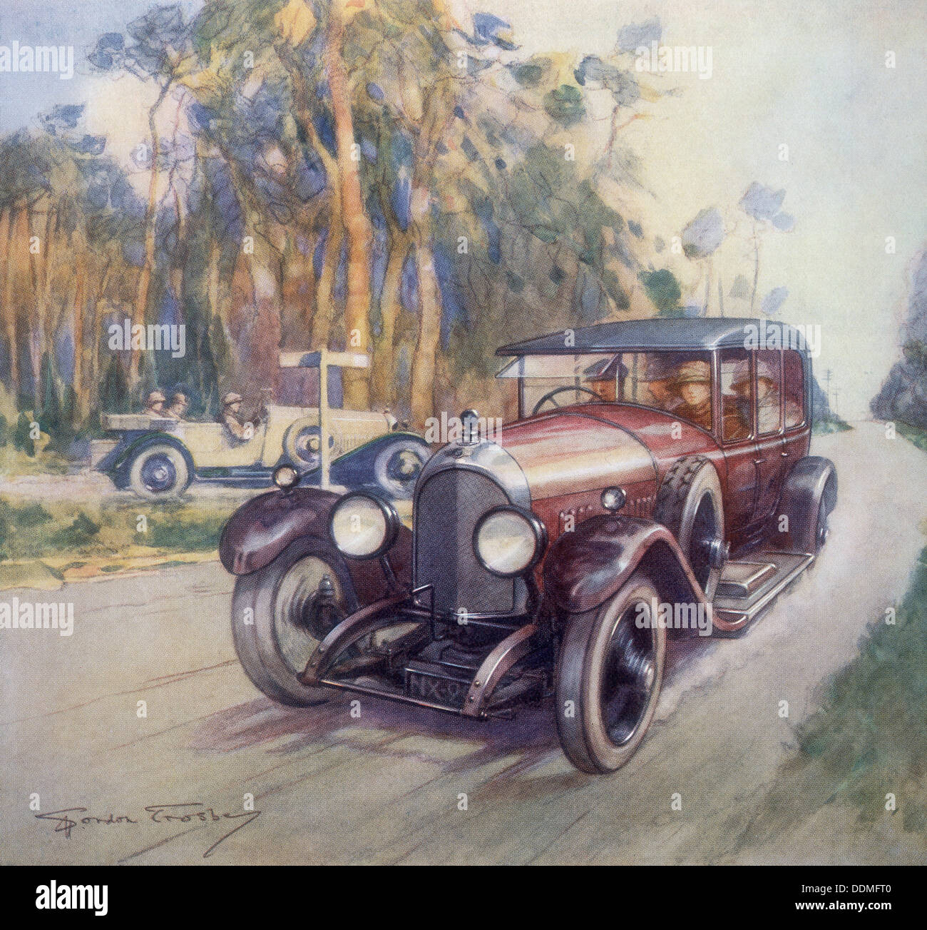 Poster advertising Bentley cars, 1927. Artist: Gordon Crosby Stock Photo