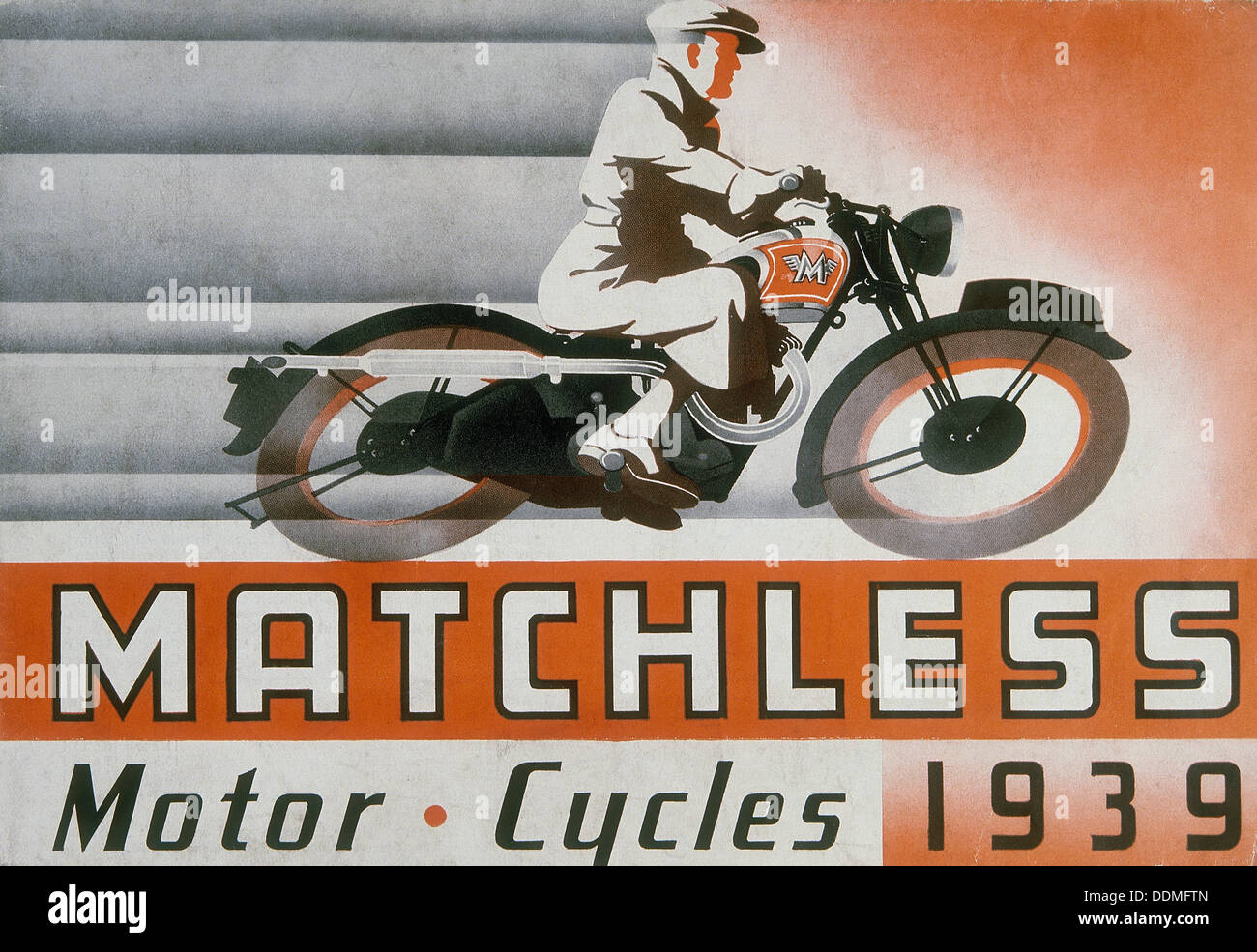 Poster advertising Matchless motor bikes, 1939. Artist: Unknown Stock Photo