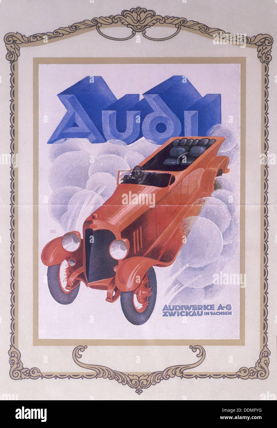 Poster advertising Audi cars, 1922. Artist: Unknown Stock Photo