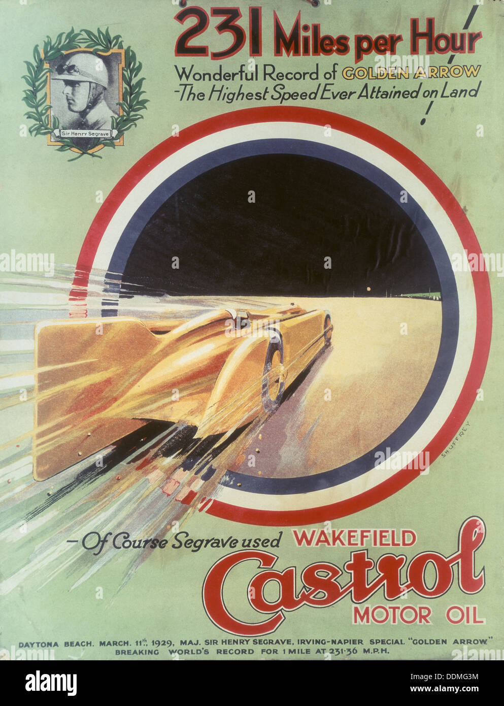 Poster advertising Castrol motor oil. Artist: Unknown Stock Photo