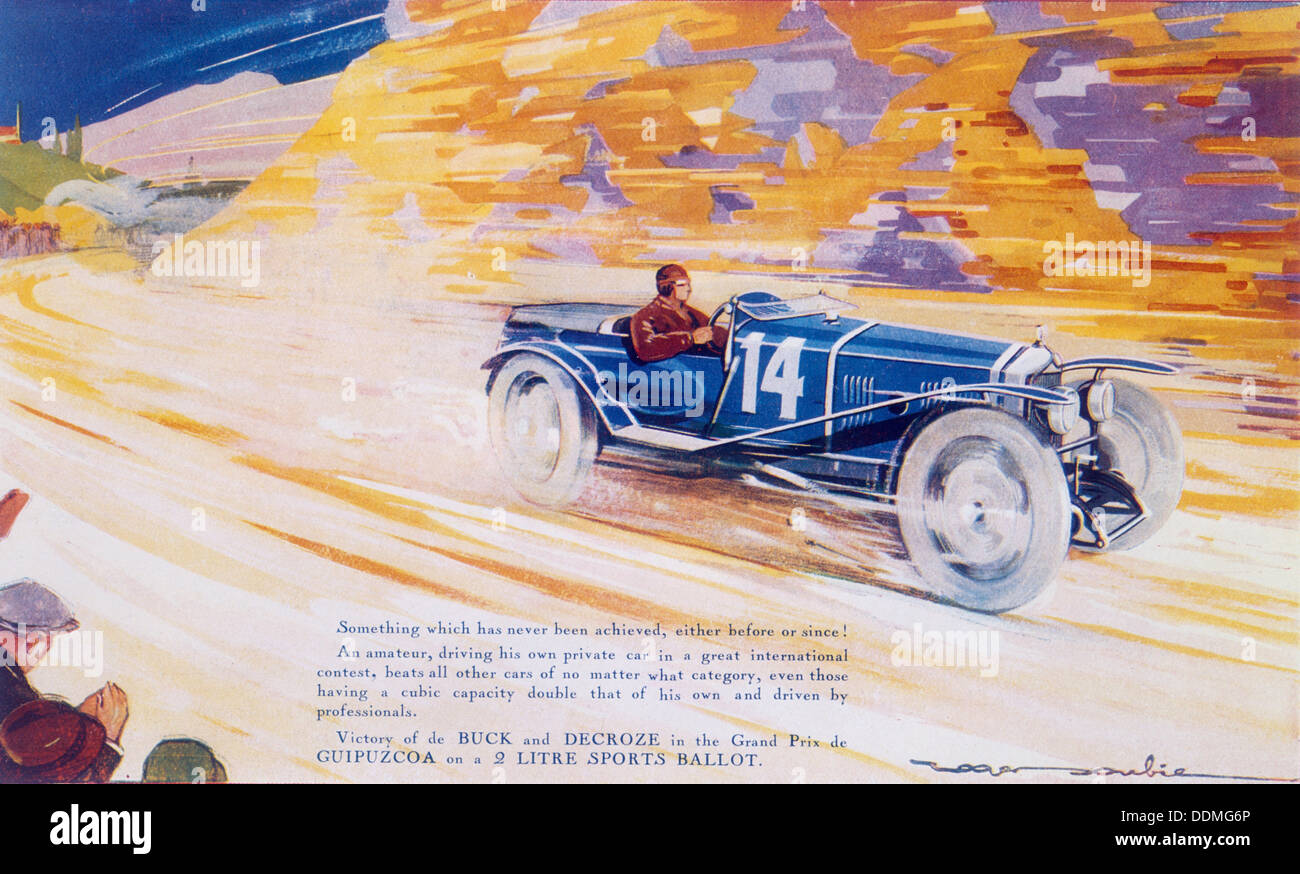 Poster advertising a Ballot 2 litre sports car. Artist: Unknown Stock Photo