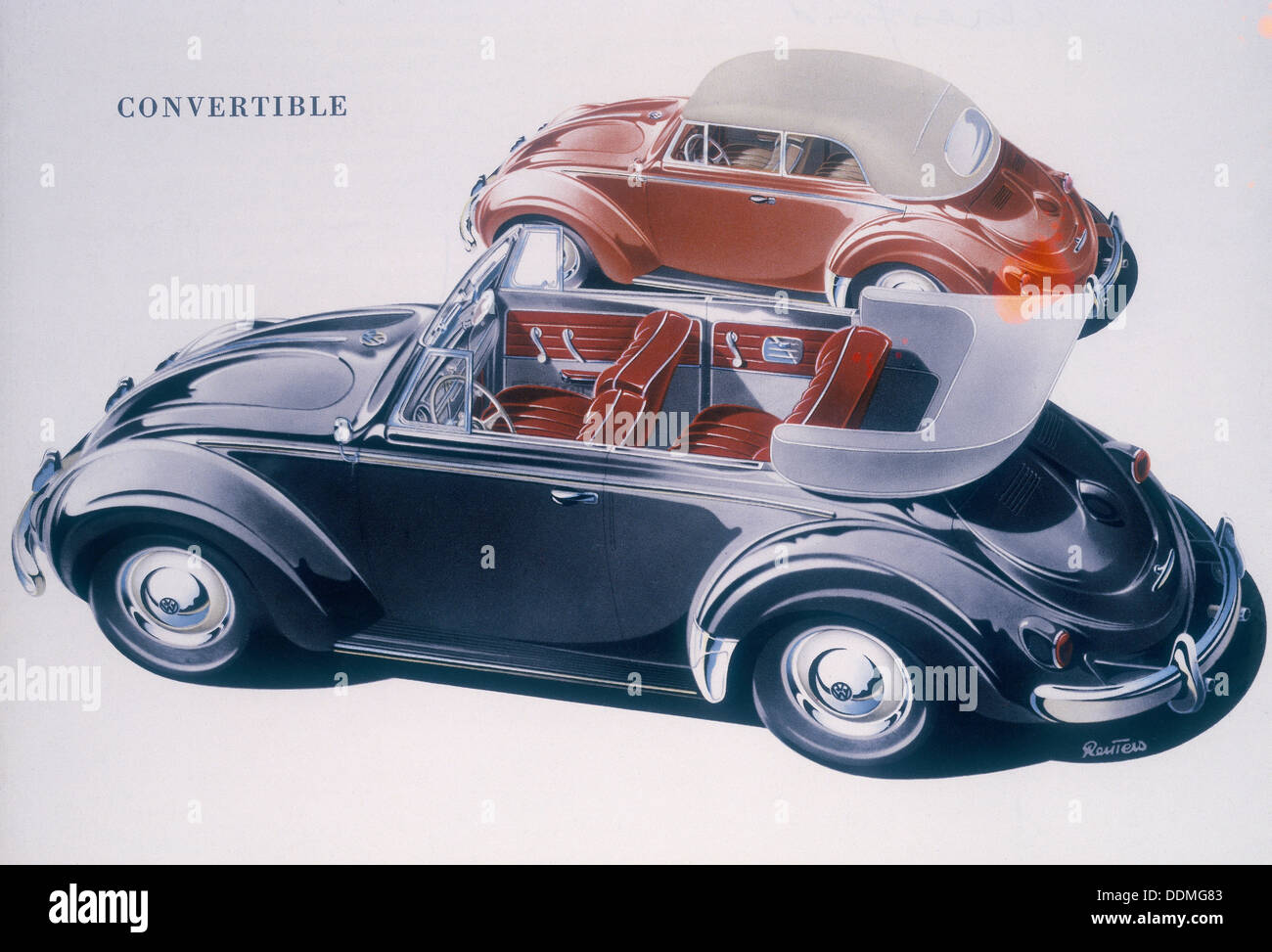 Poster advertising a Volkswagen Convertible, 1959. Artist: Unknown Stock Photo