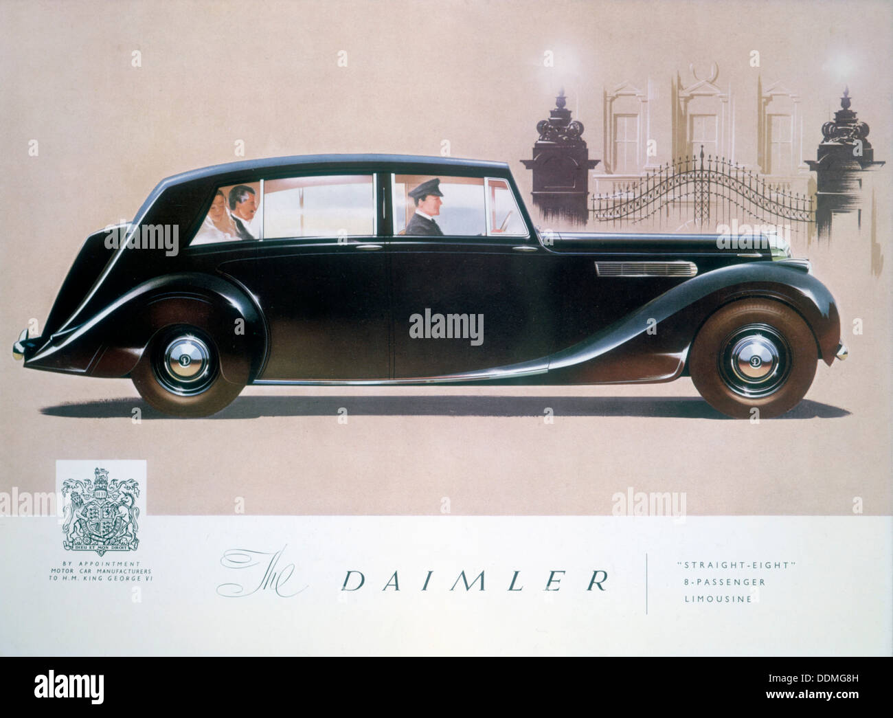 Poster advertising the Daimler Straight 8 limousine, 1947. Artist: Unknown Stock Photo