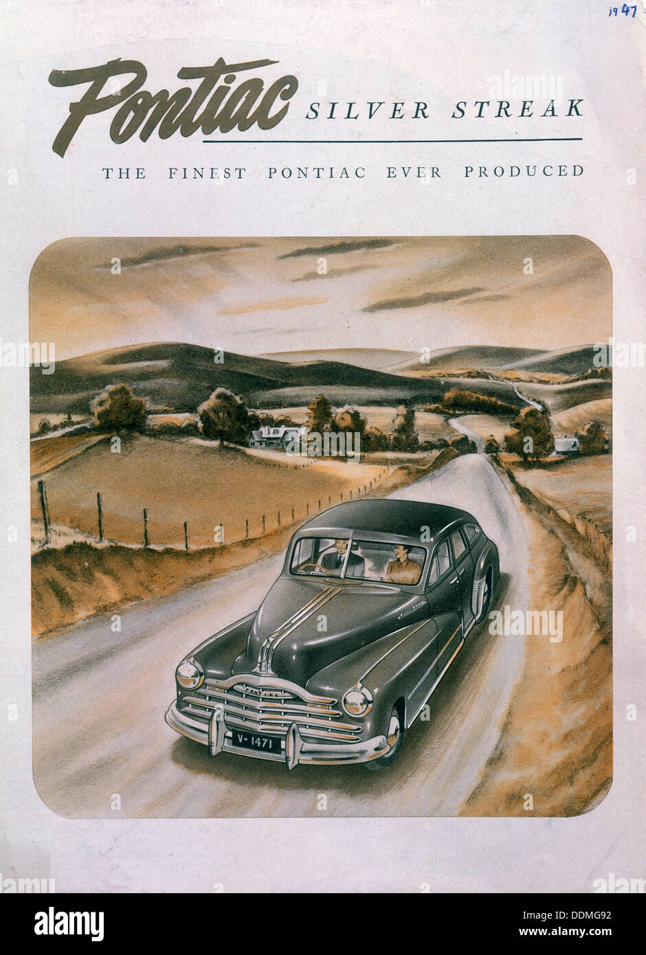 Poster advertising a Pontiac Silver Streak, 1947. Artist: Unknown Stock Photo
