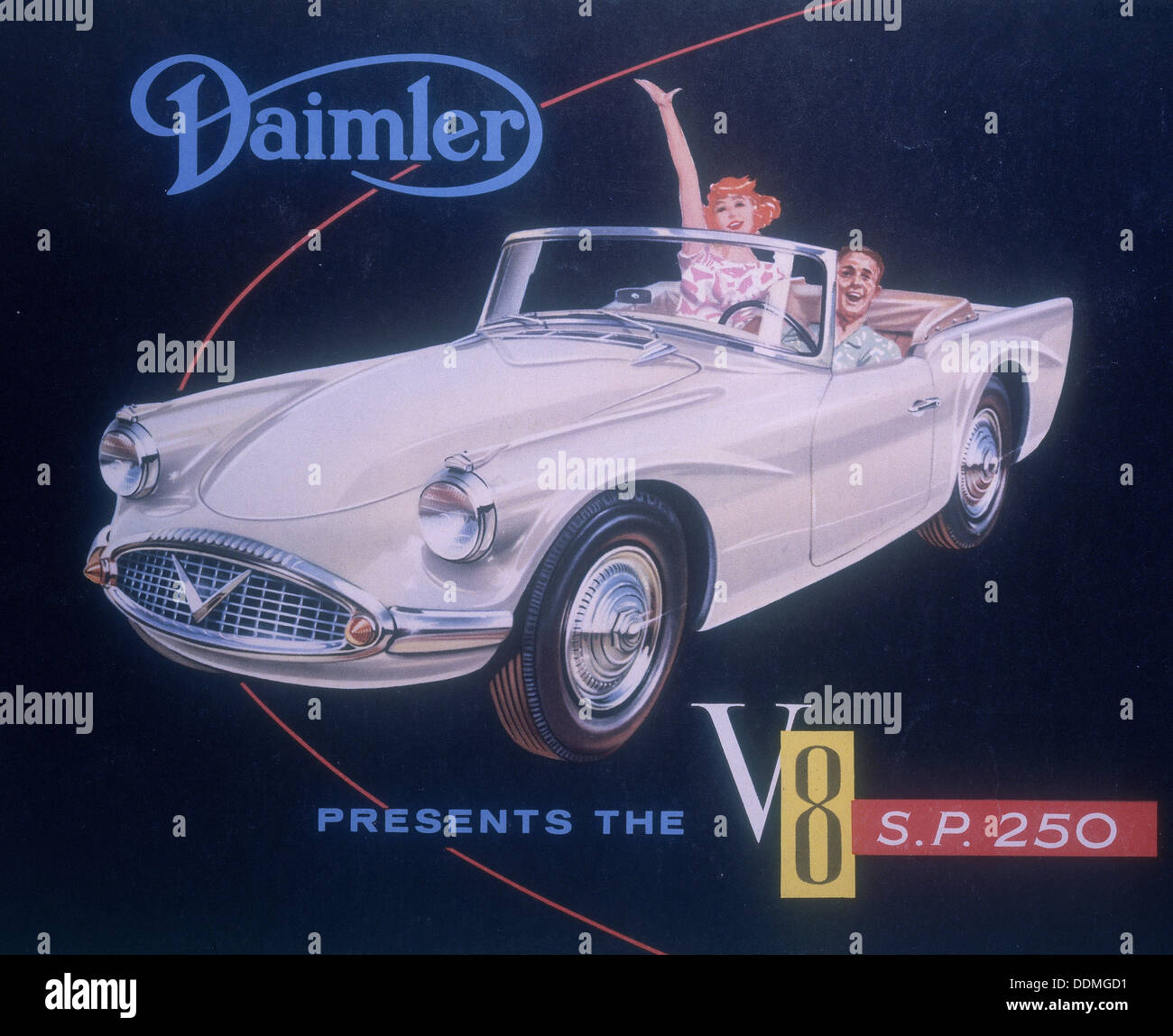 Poster advertising the Daimler V8 SP 250, 1959. Artist: Unknown Stock Photo