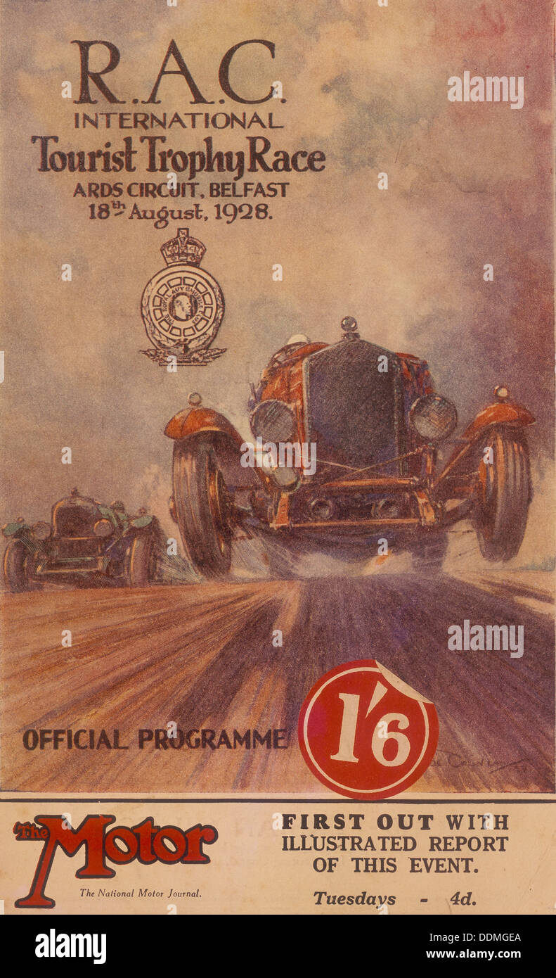 A programme for the RAC International Tourist Trophy Race, Belfast, Northern Ireland, 1929. Artist: Unknown Stock Photo
