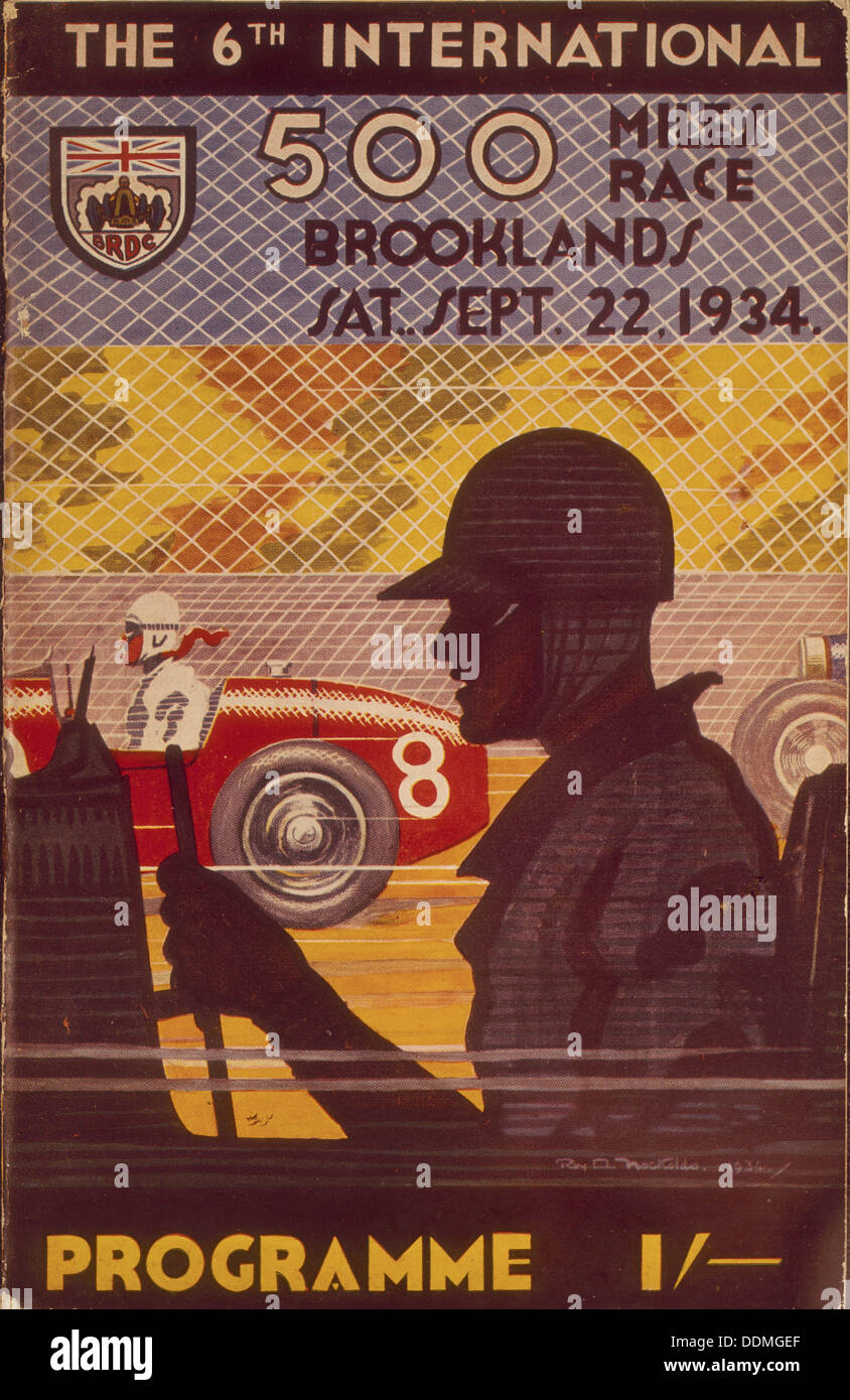 A programme for the Brooklands 500 miles race, 1935. Artist: Unknown Stock Photo
