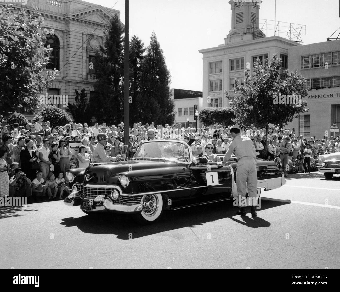 Cadillac convertible in a street parade, USA, (c1958?). Artist: Unknown Stock Photo