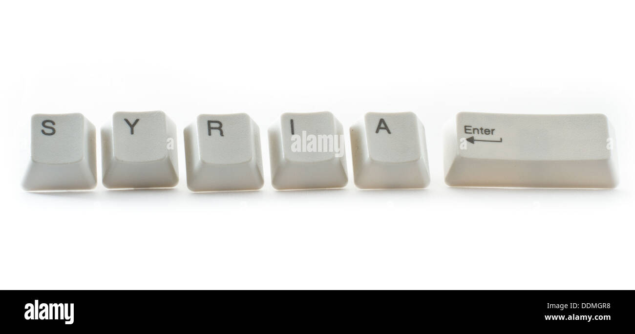 key board letters isolated on a white background spelling syria control Stock Photo