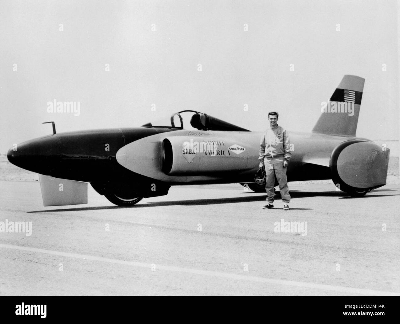Craig Breedlove With Spirit Of America Land Speed Record Car C1963 Artist Unknown Stock Photo Alamy
