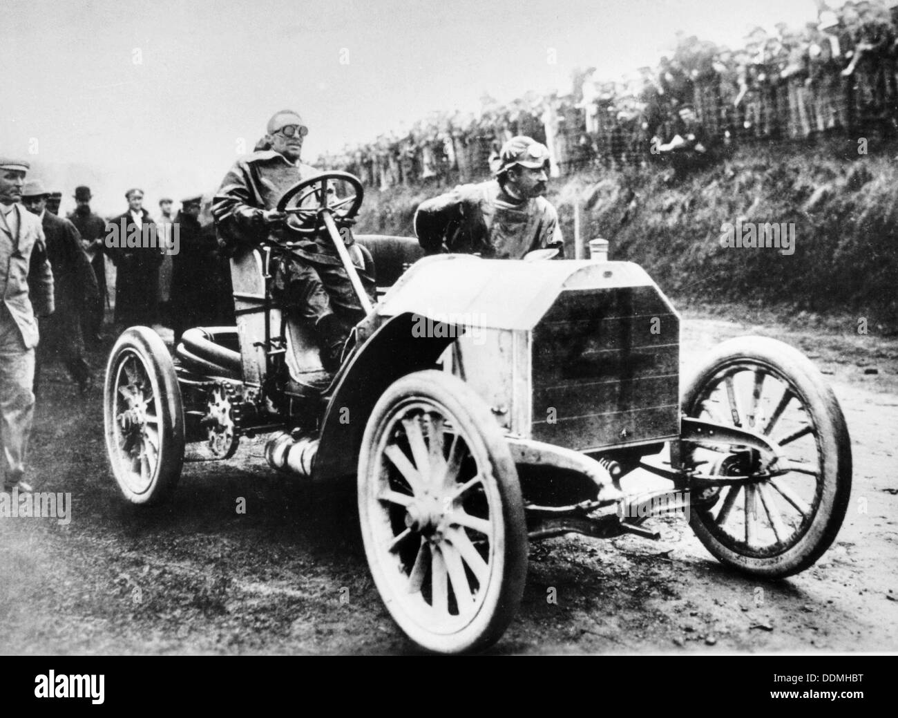 Camille Jenatzy in his 60 hp Mercedes, winner of the Gordon Bennett Race, Athy, Ireland, 1903. Artist: Unknown Stock Photo