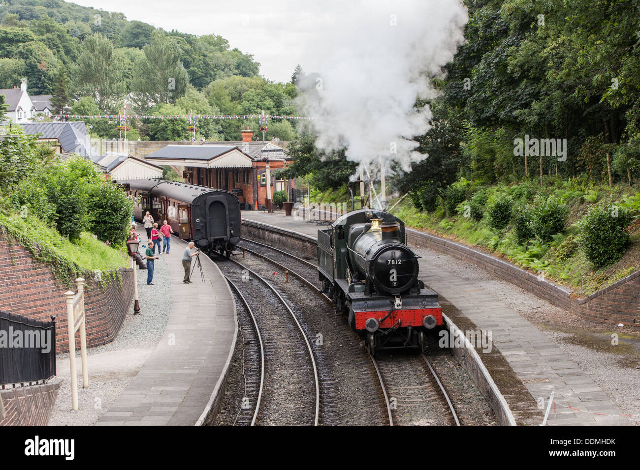 A preserved steam locomotive running on the preserved Llangollen ...