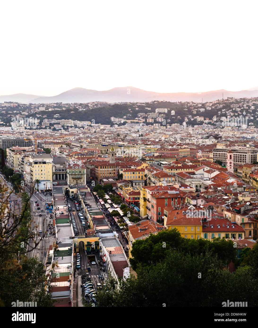 Overhead view Vieux Nice, Old Town, Nice, France Stock Photo