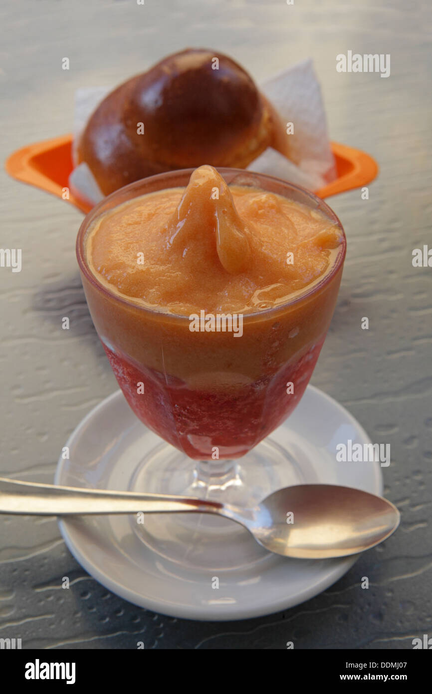 Premium Photo  Traditional sicilian granita coffee flavor with brioche  close up