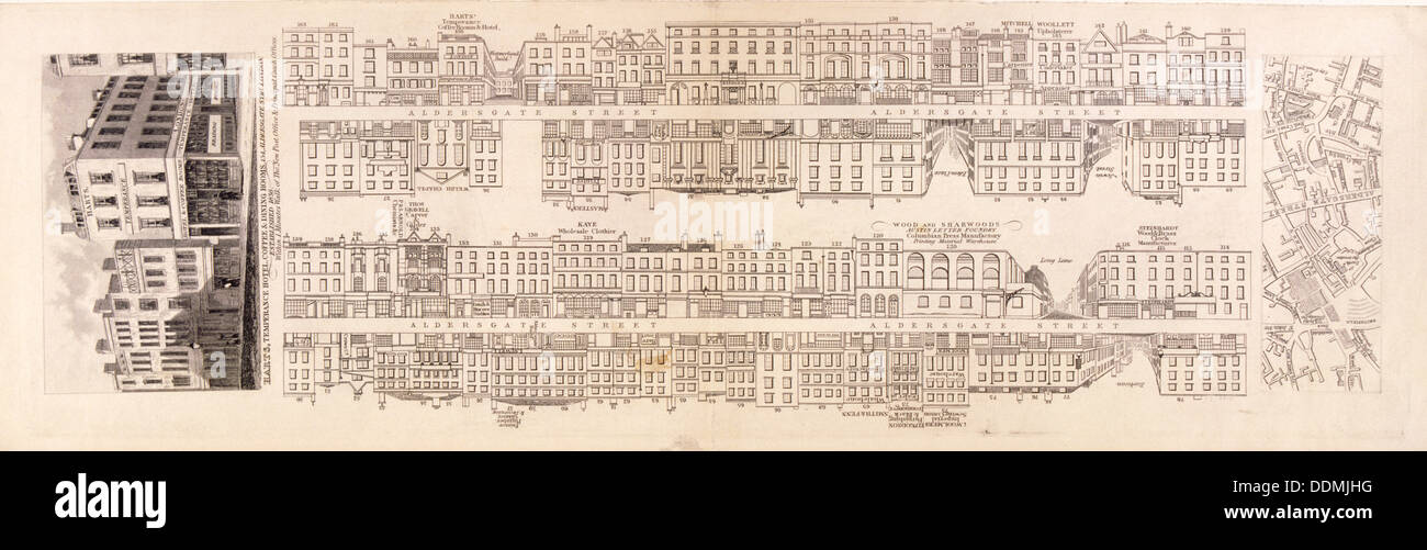 Plan of Aldersgate Street, London, c1839. Artist: Anon Stock Photo