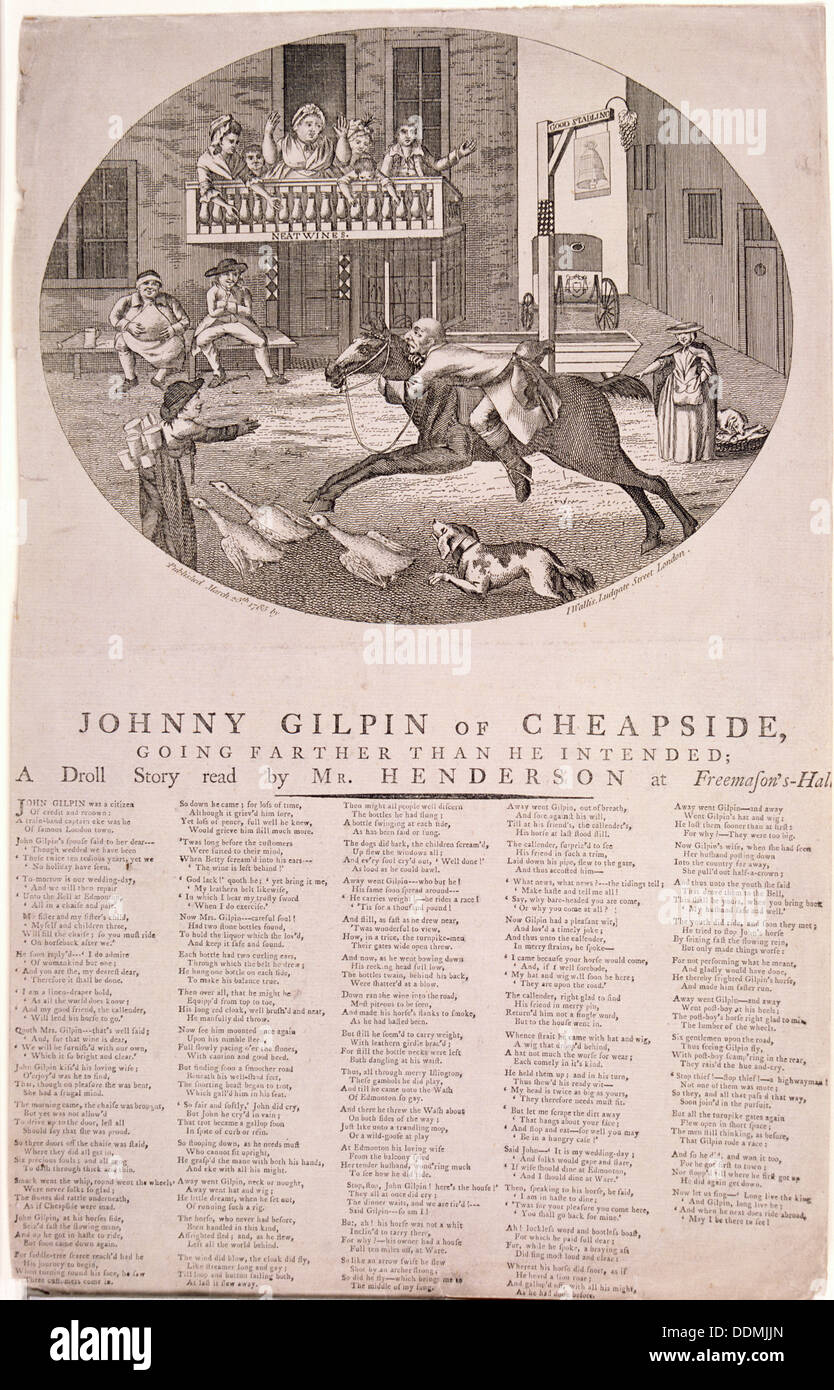 John Gilpin in Edmonton, London, 1785. Artist: Anon Stock Photo