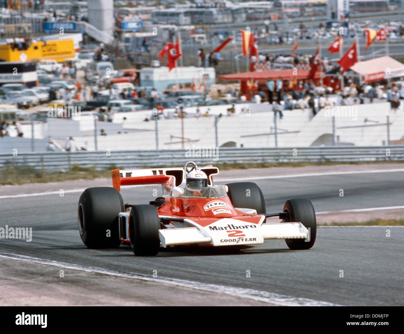 Jochen Mass racing a McLaren-Cosworth M23, Spanish Grand Prix, Jarama, Spain, 1977. Artist: Unknown Stock Photo