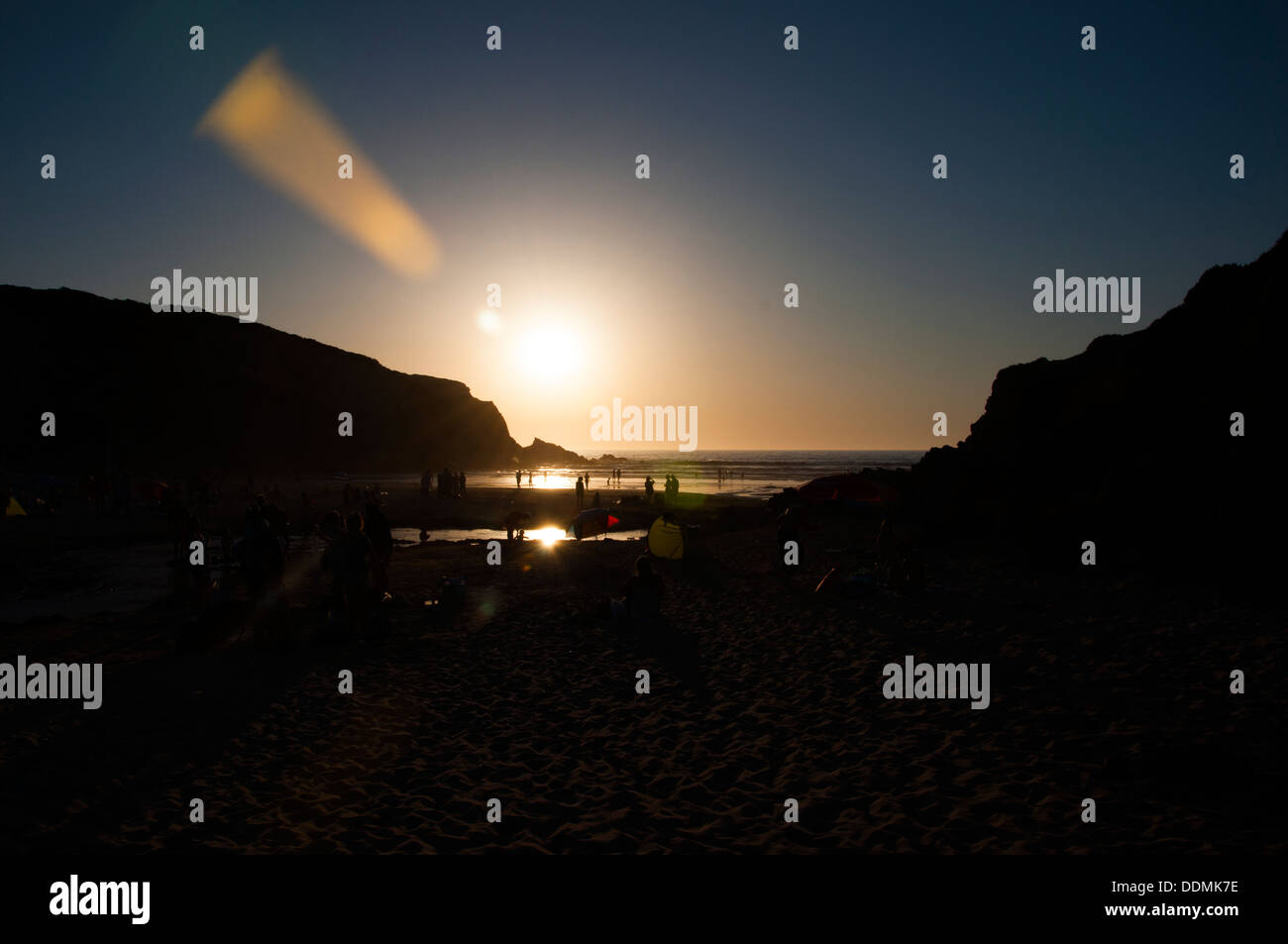 Sunset at 'Praia do Carvalhal' Stock Photo