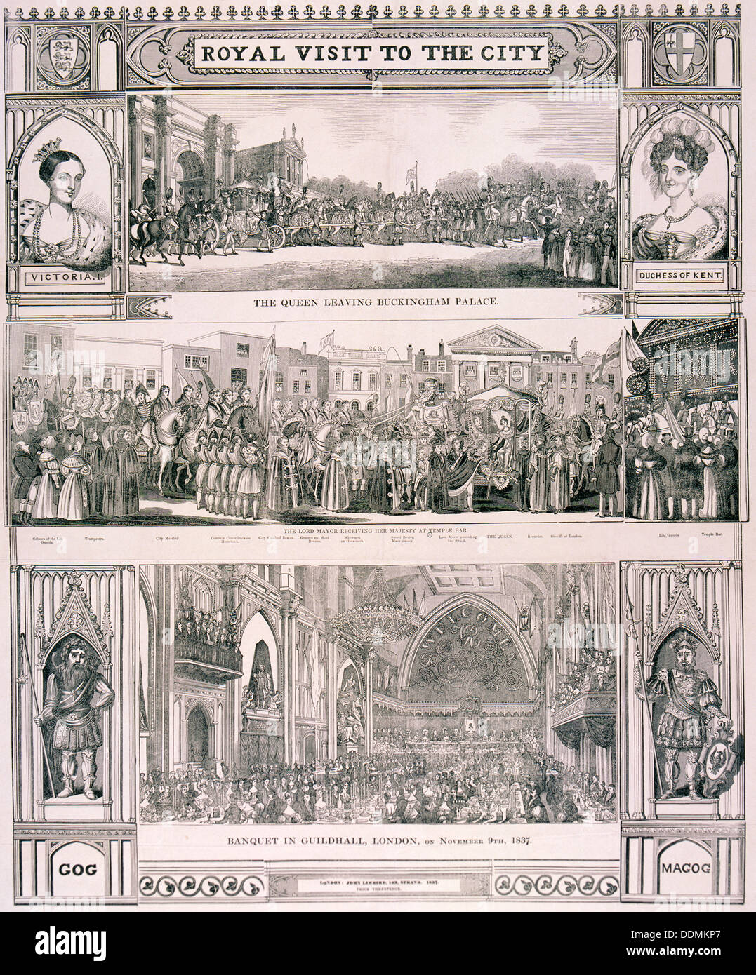Queen Victoria's visit to the City of London, 1837. Artist: Nathaniel Whittock Stock Photo