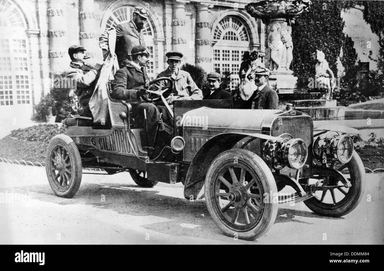 King Alfonso XIII in a Hispano-Suiza car, palace of La Granja, Segovia, Spain, c1907. Artist: Unknown Stock Photo