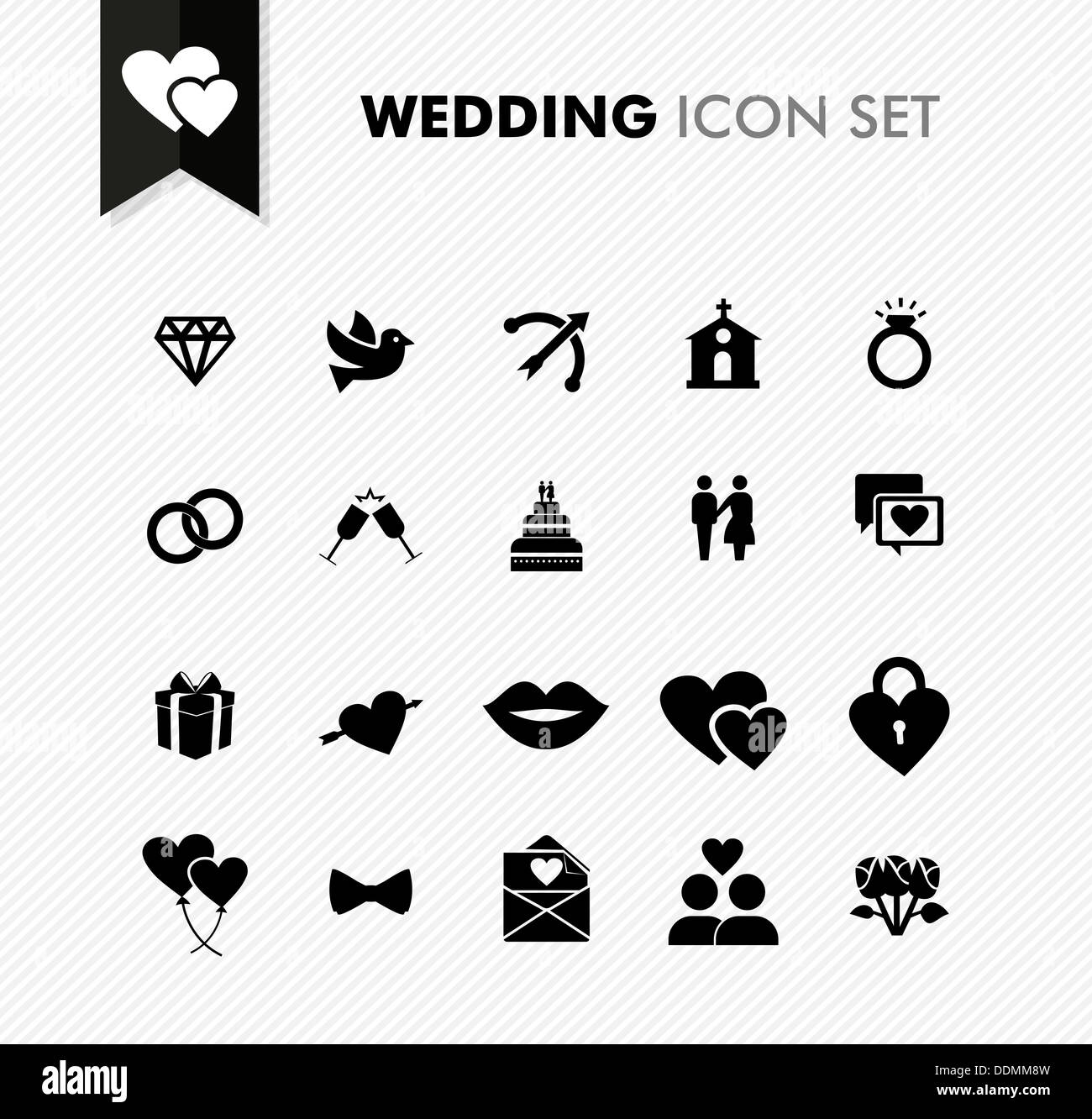 Modern wedding marriage and celebration icon set. Vector file in layers