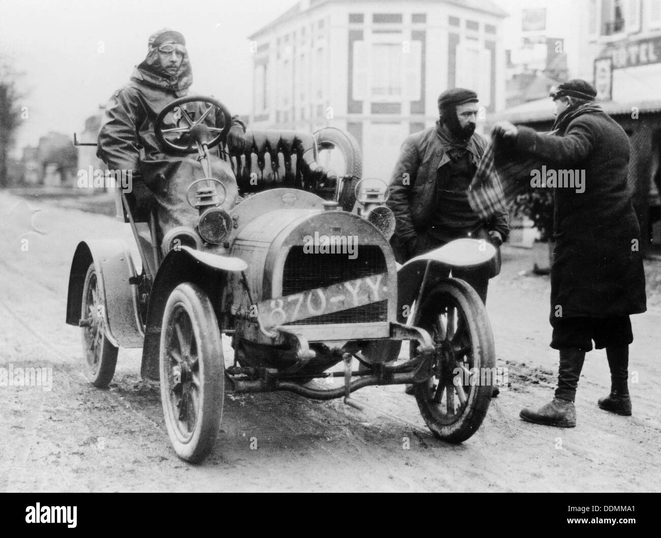 A Grégoire car and its driver, Concours des Voiturettes, 1905. Artist: Unknown Stock Photo