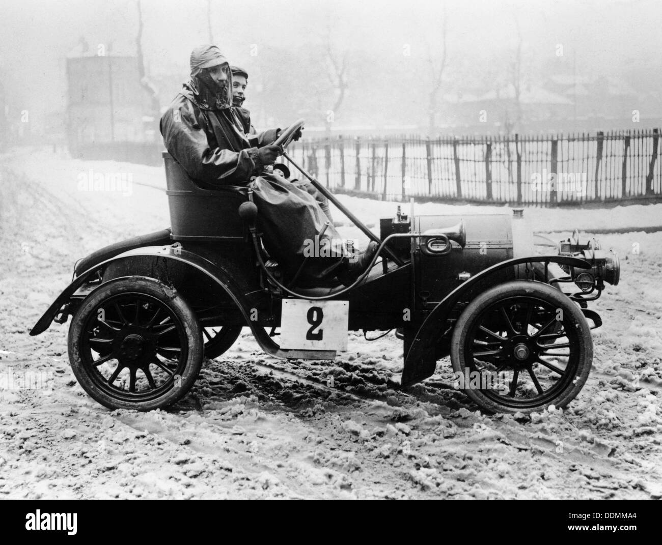 A Grégoire car with driver and passenger, Concours des Voiturettes, 1905. Artist: Unknown Stock Photo