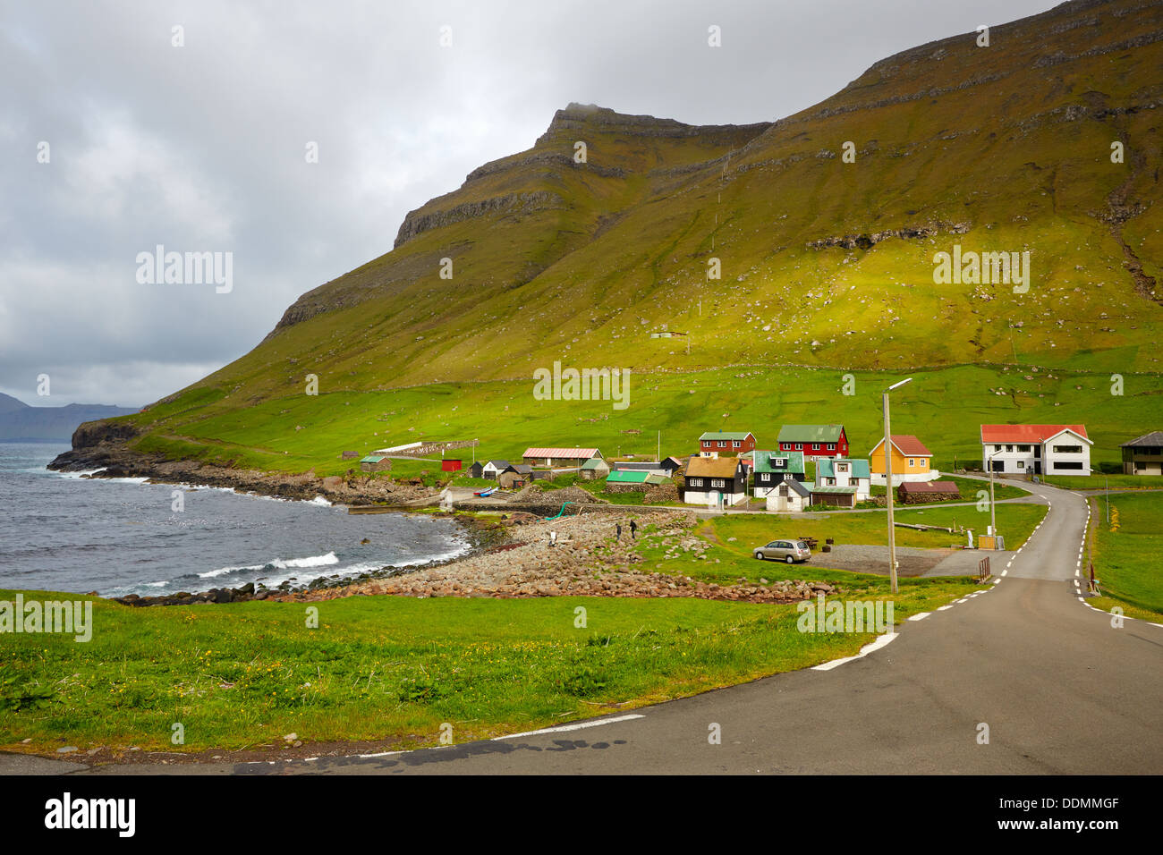 Elduvik village, Esturoy Island, Faroe Islands Stock Photo