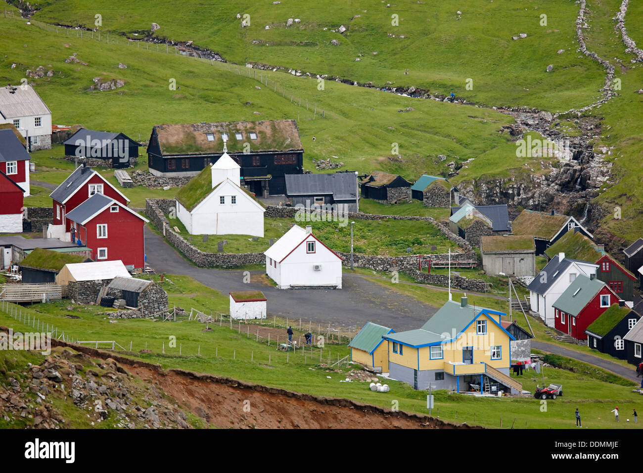 Mykines village, Mykines Island, Faroe Islands Stock Photo