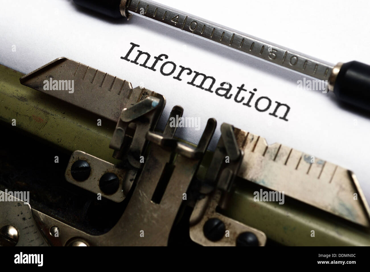 Information text on typing machine Stock Photo