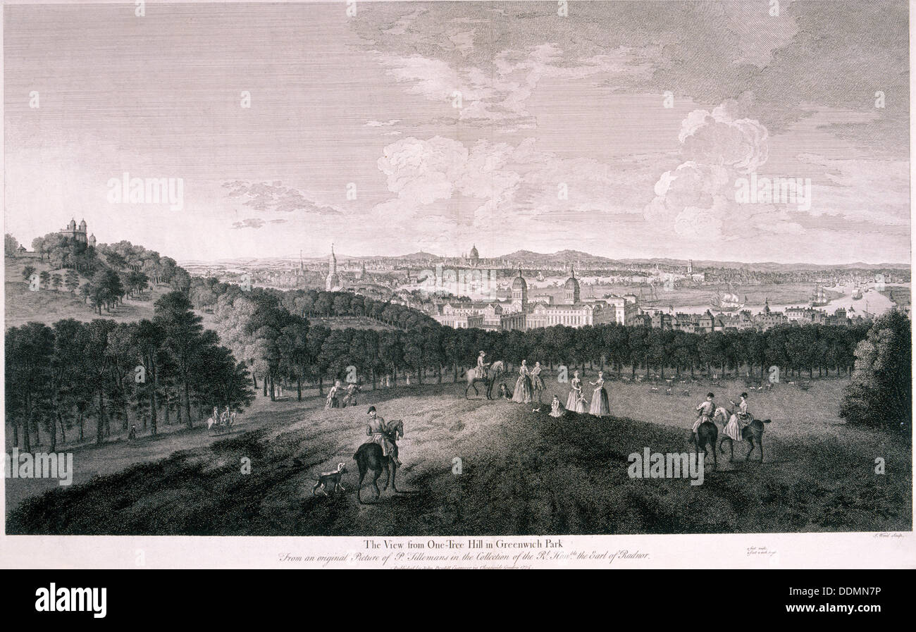 View from Greenwich Park, London, c1774. Artist: I Wood Stock Photo