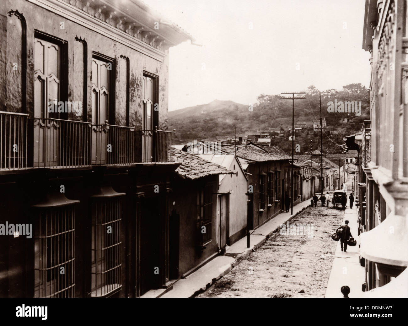 A street scene taken from a balcony in Caracas, 1897. Artist ...